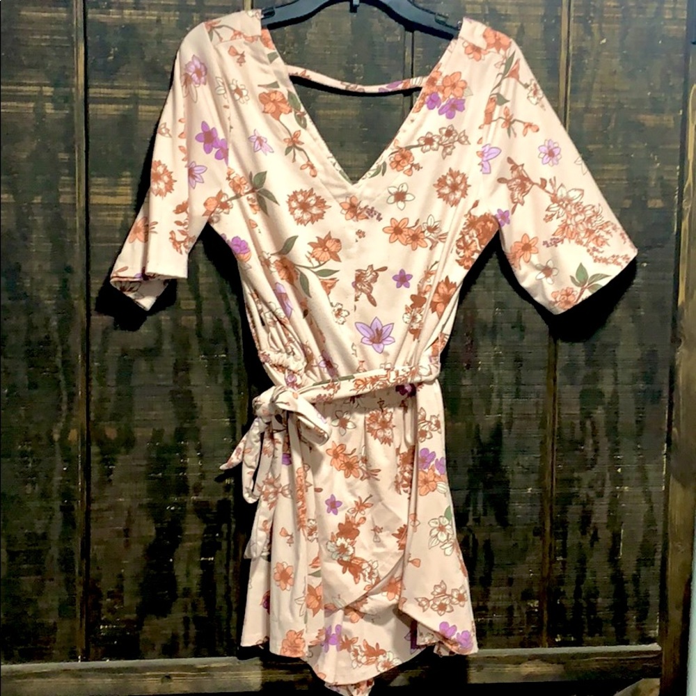 Pink floral romper